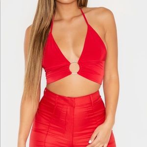 Red Tie Crop Top